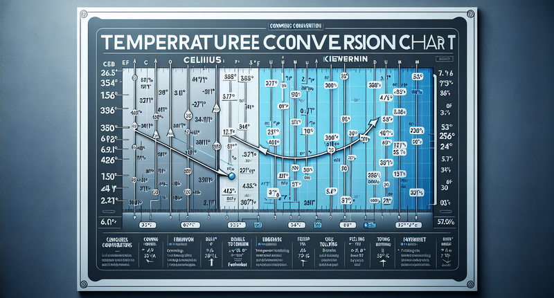 Diagrama de temperaturas mostrando la conversión de grados Celsius a Fahrenheit y Kelvin