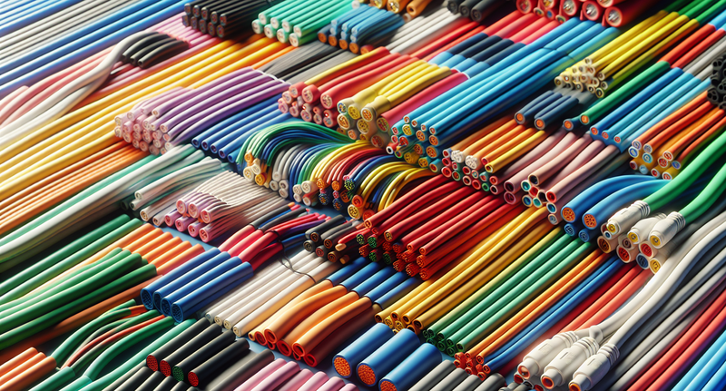 Imagen de varios cables eléctricos de diferentes colores organizados, representando la variada codificación de colores y su significado en instalaciones eléctricas.
