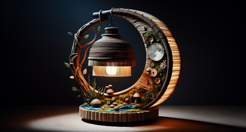 Imagen de una lámpara artesanal hecha con materiales reciclados, perfecta para añadir un toque único a tu hogar.