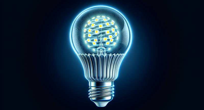Imagen de una bombilla LED apagada ilustrando el fenómeno de la emisión de luz residual en dispositivos electrónicos.