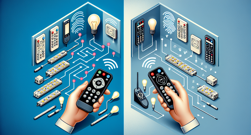 Comparación de RF e IR para el control de dispositivos LED a distancia.