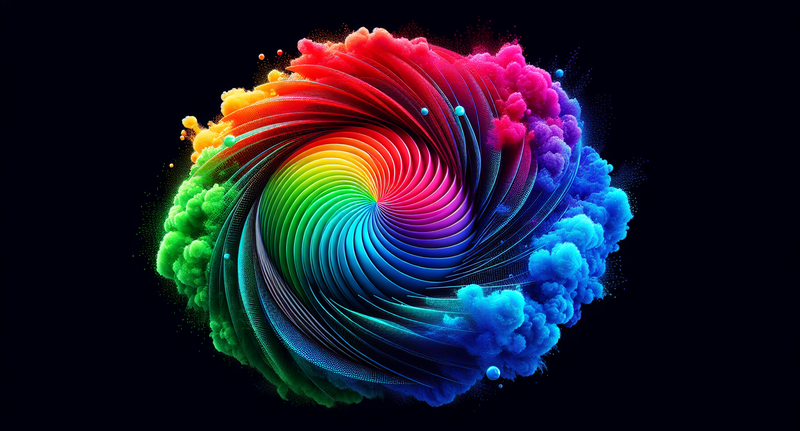 Representación visual del sistema de color RGB con los colores rojo, verde y azul intensos. Ilustración para entender la importancia y uso de este sistema en la reproducción de colores en pantallas y dispositivos electrónicos.