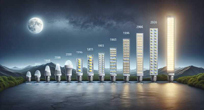 Comparación visual de la evolución de la tecnología LED a lo largo del tiempo