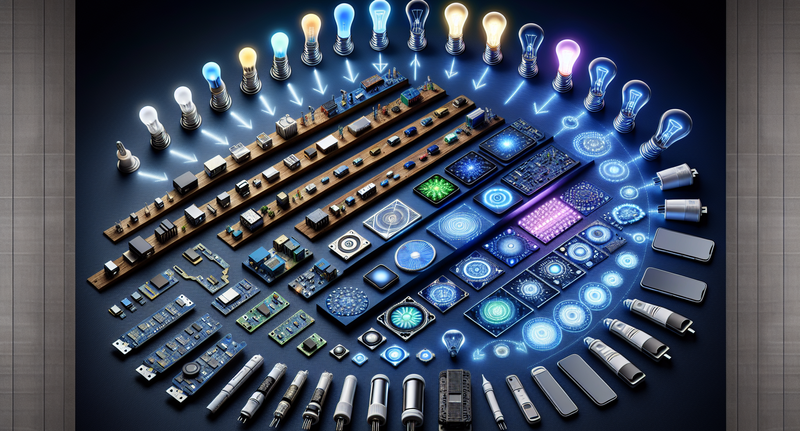 Comparación visual de la evolución de la tecnología LED a lo largo del tiempo