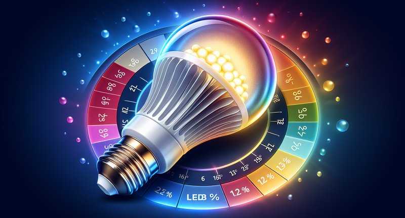 Imagen ilustrativa de una bombilla LED emitiendo luz en diferentes tonalidades para representar la temperatura de color en iluminación LED.