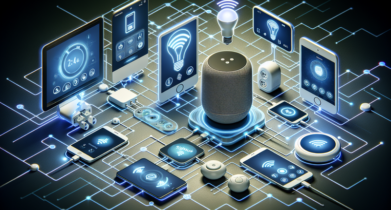 Imagen ilustrativa de dispositivos electrónicos interconectados mediante tecnología Zigbee en una red de área personal.