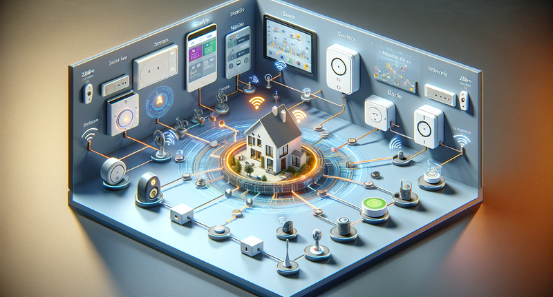 Imagen ilustrativa mostrando dispositivos Zigbee interconectados en una red PAN.